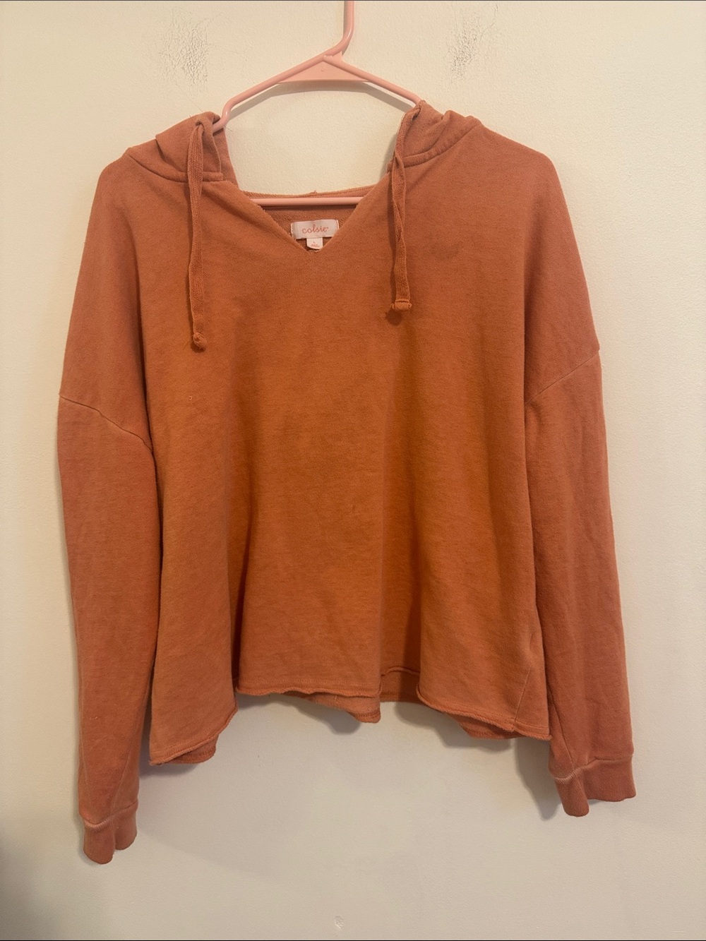 Colsie Oversized Rust-Orange Hooded Pullover